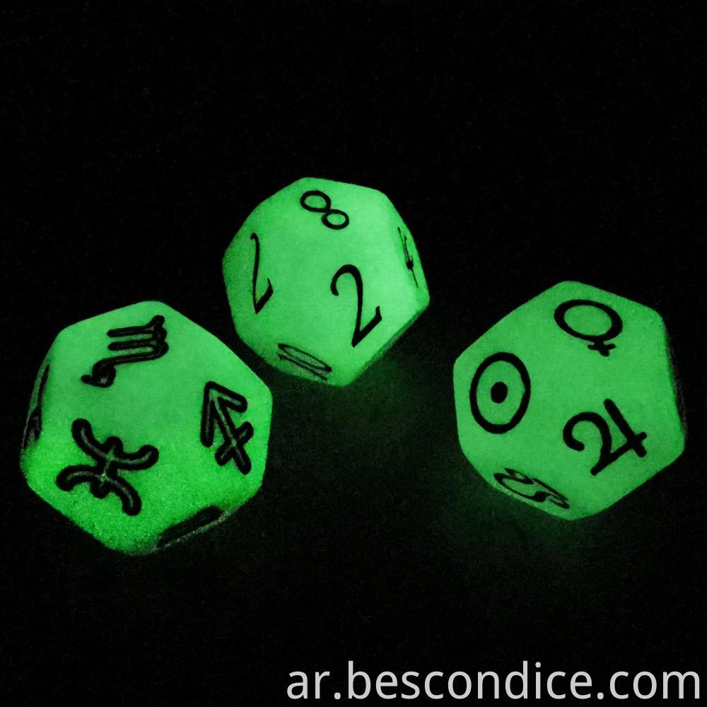 Glowing Astrological Dice 12 Sided Tarot Dice Resin 2